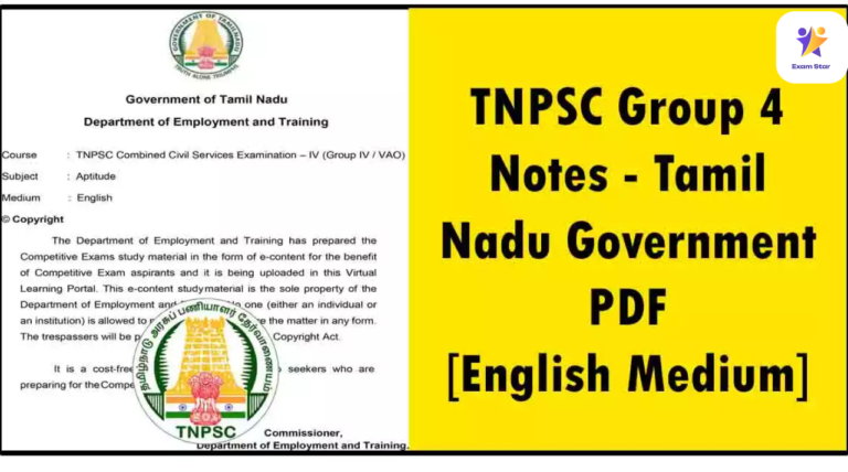 TNPSC Group 4 Notes – Tamil Nadu Government PDF – [English Medium]