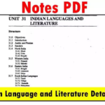 Indian Language and Literature Details PDF