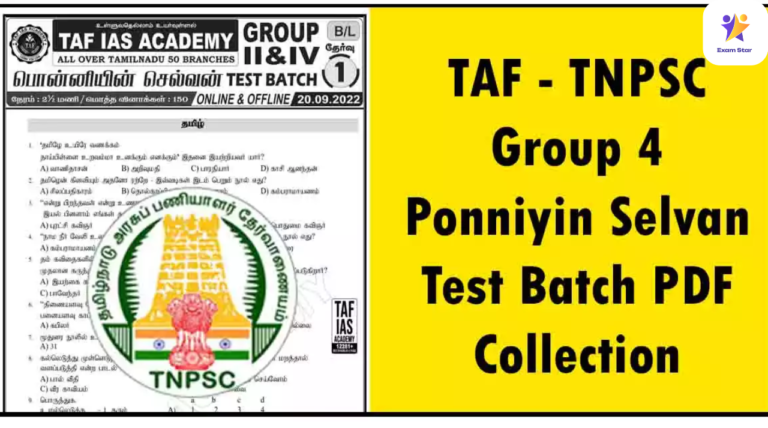 TAF – Ponniyin Selvan Test Batch PDF Collection TNPSC Group 4