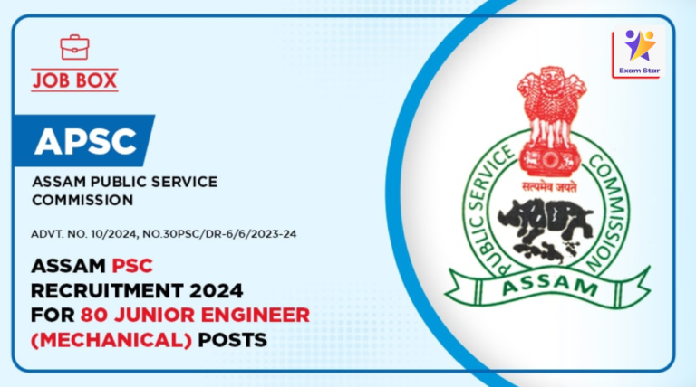 APSC Junior Engineer (JE) Recruitment 2024 – Apply for 80 Vacancies