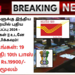 India Post Recruitment 2024: 10வது படித்தவர்களுக்கு இந்திய அஞ்சல் துறையில் புதிய வேலைவாய்ப்பு 2024 – 19 காலியிடங்கள் || உடனே விண்ணப்பிக்கவும்!